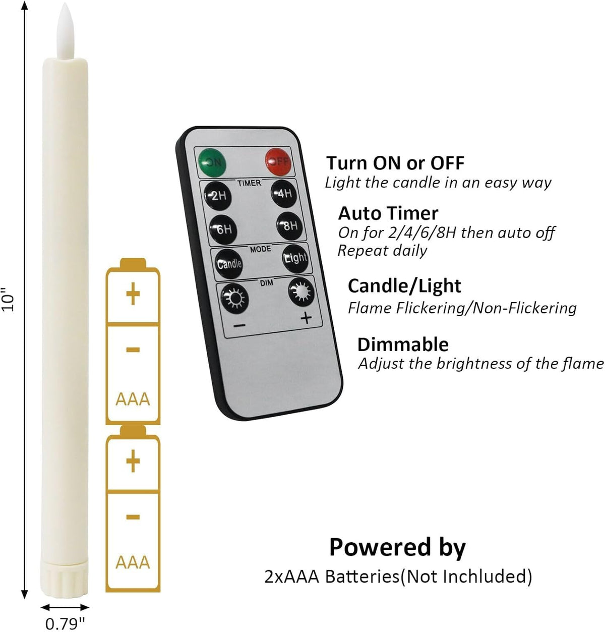 Sunjas remote control allows easy brightness and mode adjustments for LED candles