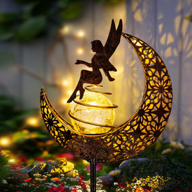 Sunket Fairy Moon solar light in garden provides whimsical illumination
