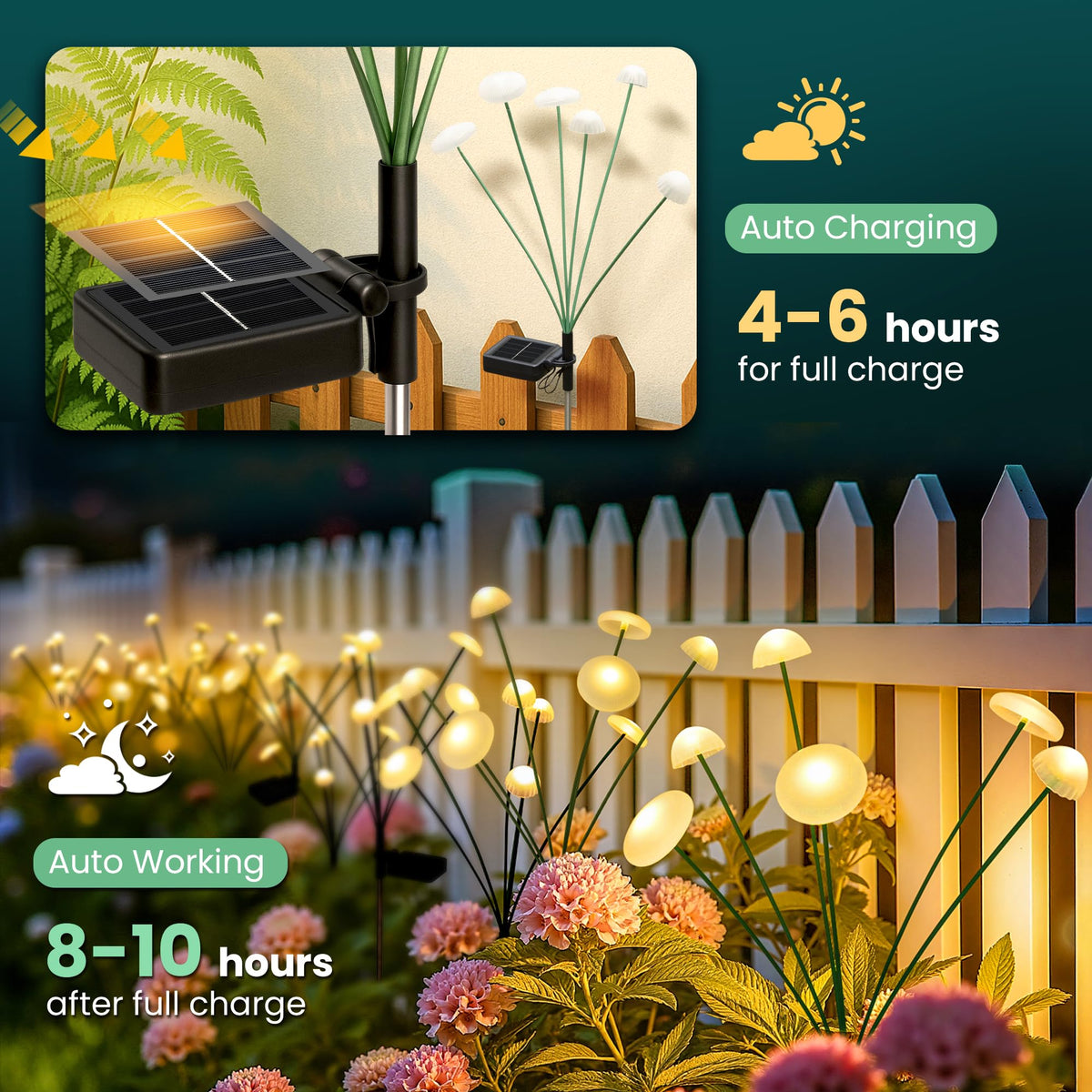 Sunket outdoor pathway lights feature dancing wires for dynamic, shadow-filled evenings.