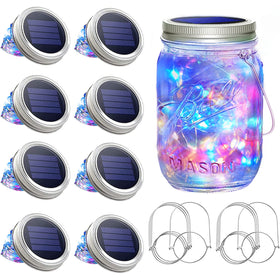 SunKite solar mason jar lid light illuminates outdoor evenings with warm, decorative glow.