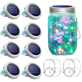SunKite solar mason jar lid lights illuminate outdoor spaces with a warm, twinkling glow.