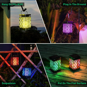 Sunklly Solar Lanterns warm amber glow on patio