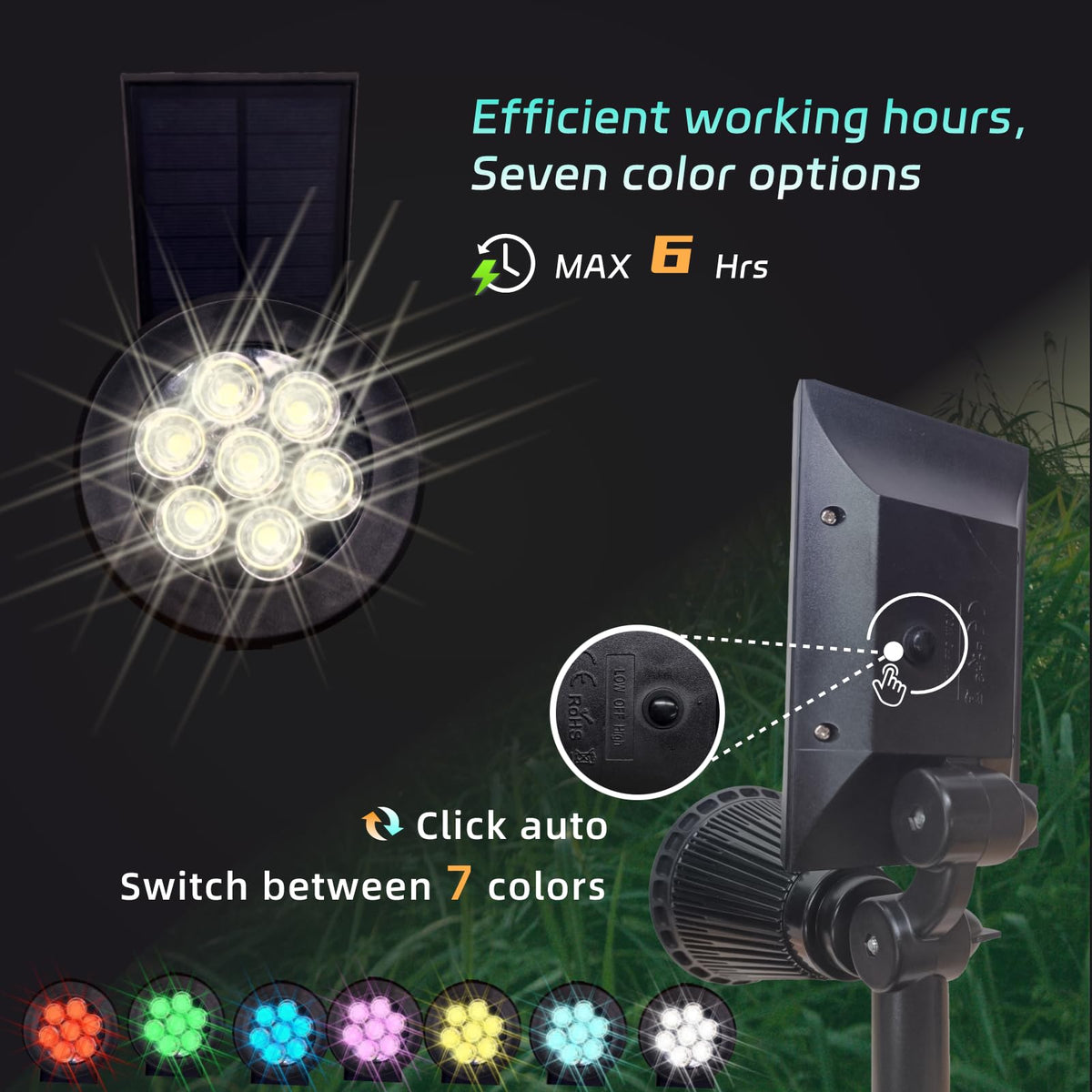 Sunklly solar spotlight with 180-degree adjustability for targeted lighting