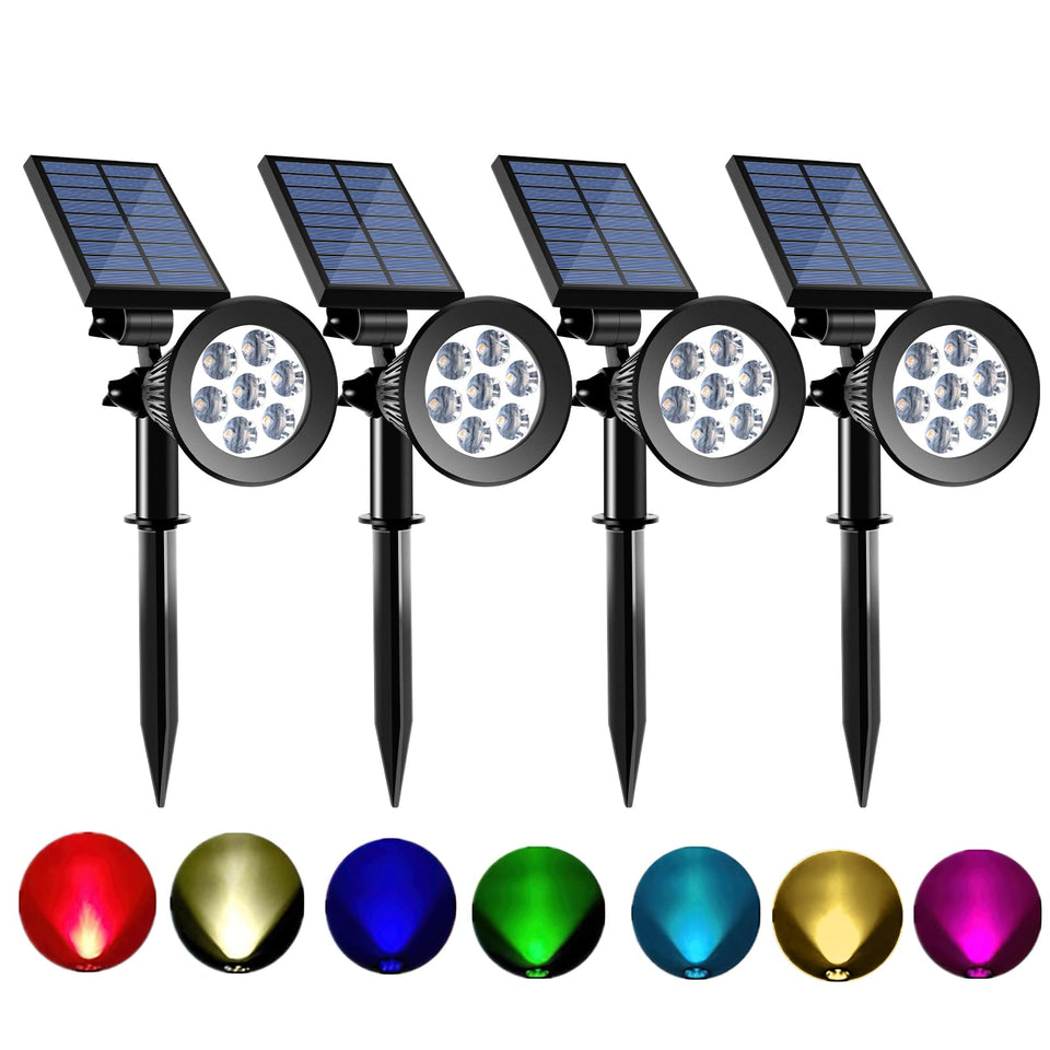 Sunklly color-changing solar spot light illuminating garden accents
