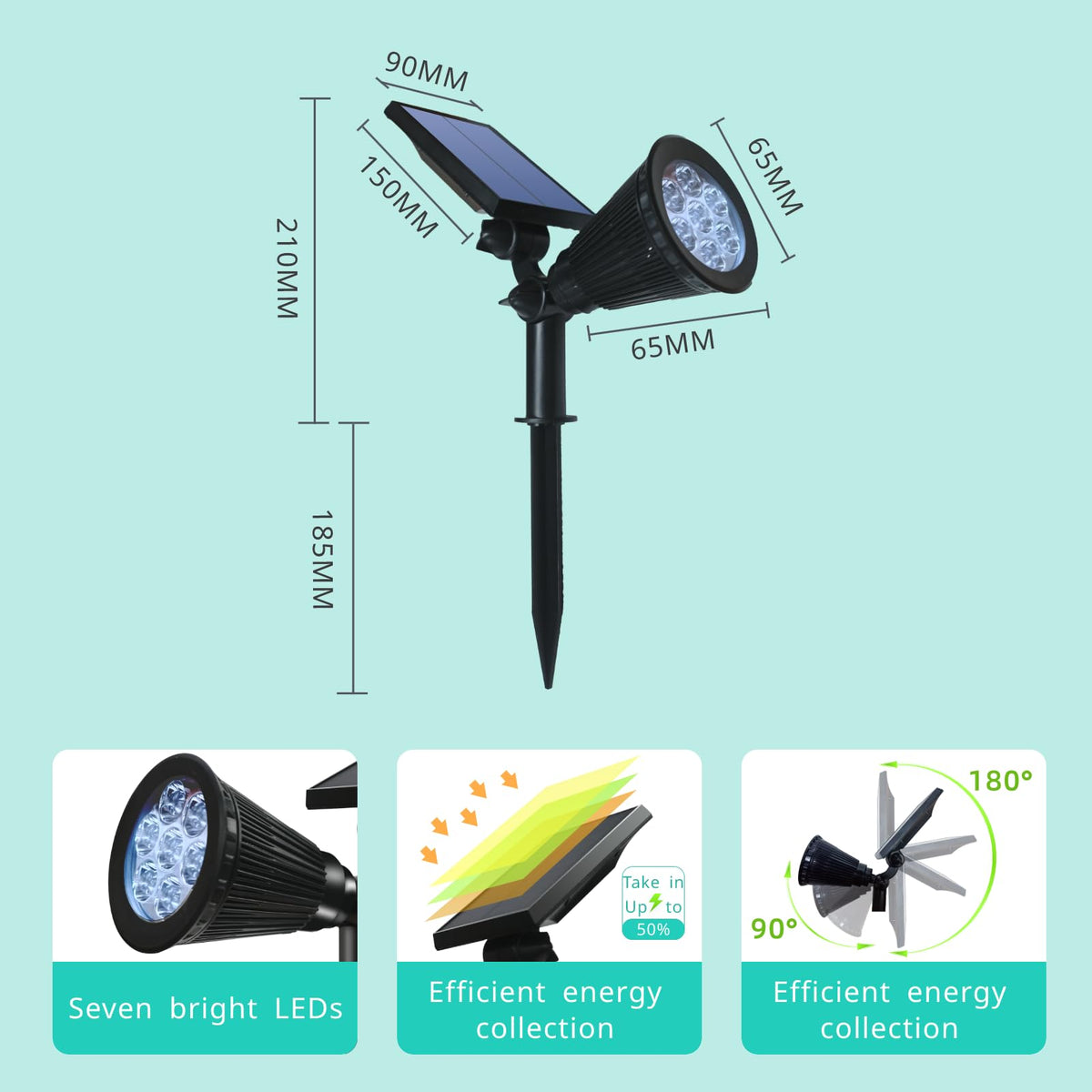 Sunklly solar spotlight ready for wall mounting and versatile placement