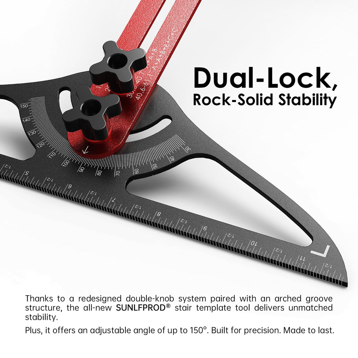 SUNLFPROD rotatable scriber enables accurate alignment during stair cuts.