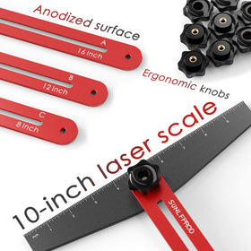 SUNLFPROD stair template tool showing integrated laser-etched markings for accuracy.
