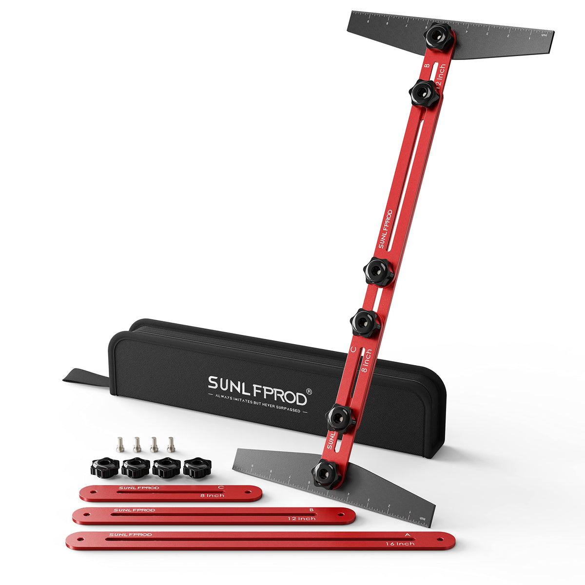 SUNLFPROD stair template tool with extensions assembled for precise treads.