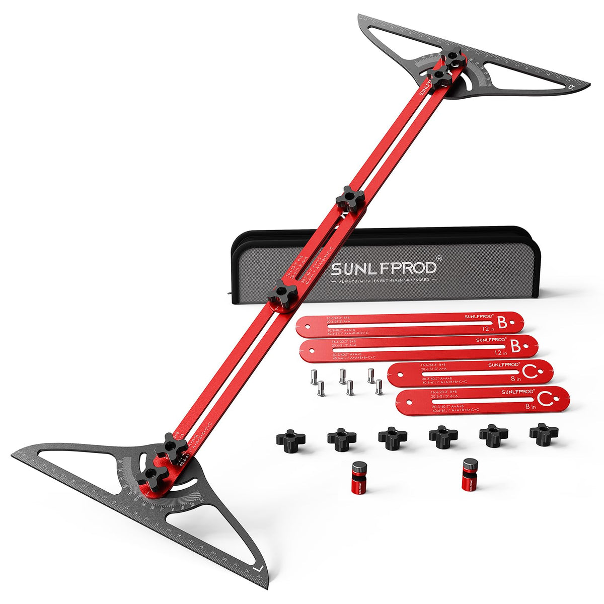 SUNLFPROD stair tread template tool with dual nut locking system for stable, precise templates.