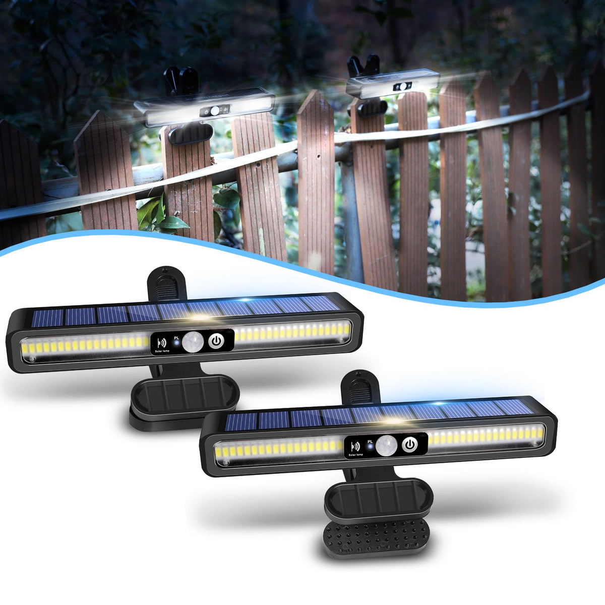 Sunlight Encounter clip-on solar motion light angled setup for broad illumination