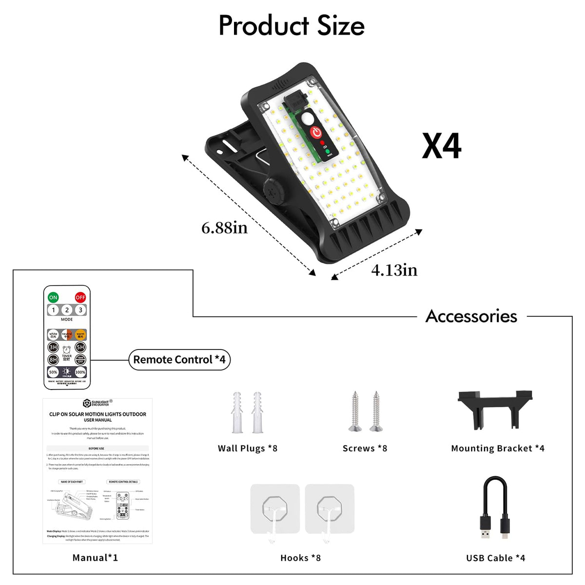 Sunlight Encounter clip-on design mounts without drilling on fences and walls.