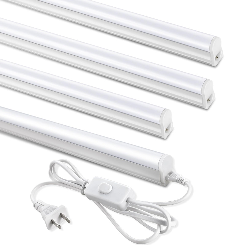 SUNLINKCO 4ft LED shop light front view highlights bright, even illumination for benches.