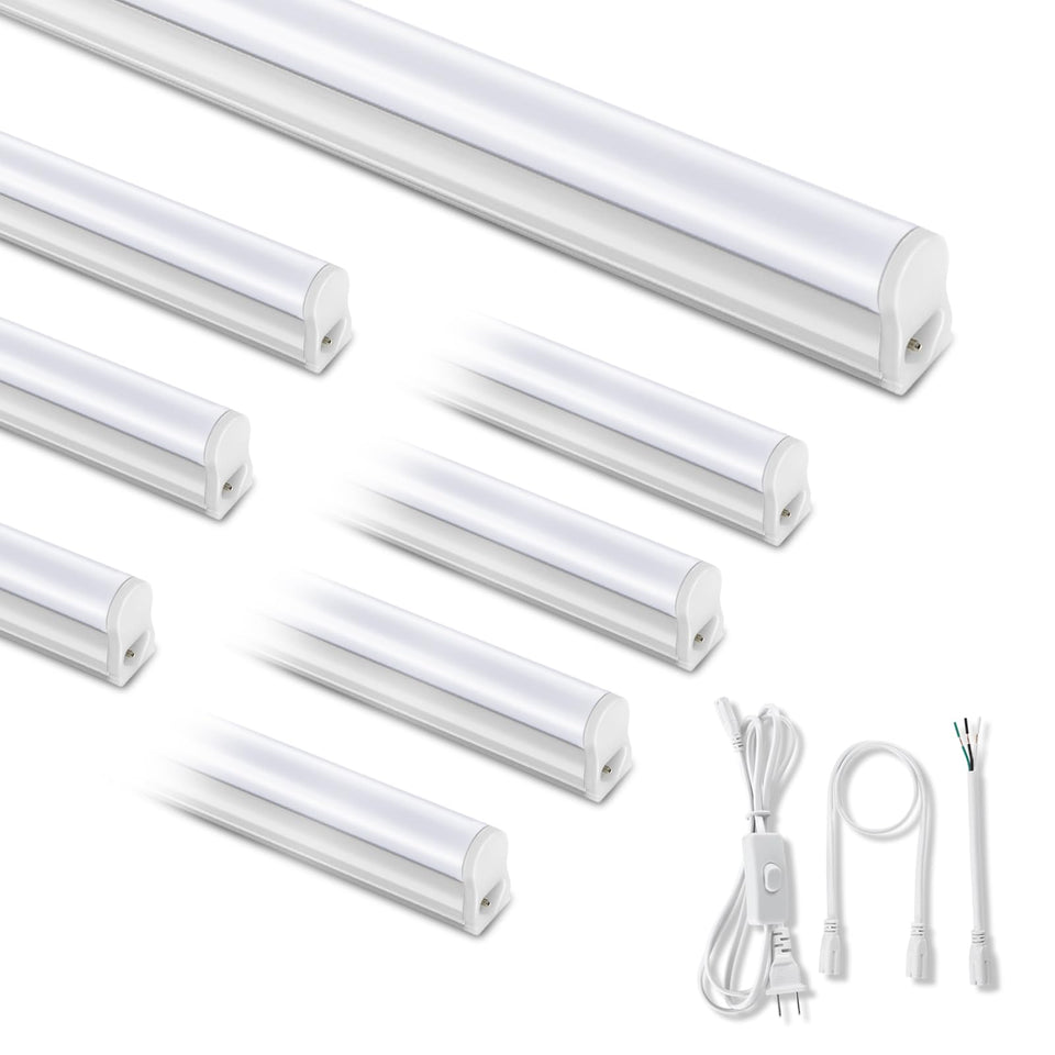 SUNLINKCO 8-pack 4ft LED fixture for bright workshop lighting