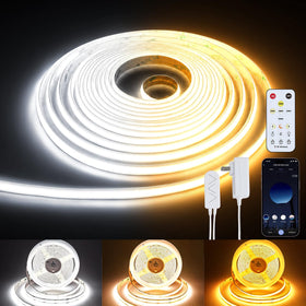 SUNLINKCO COB LED strip with dense LEDs for bright, even illumination in living spaces.