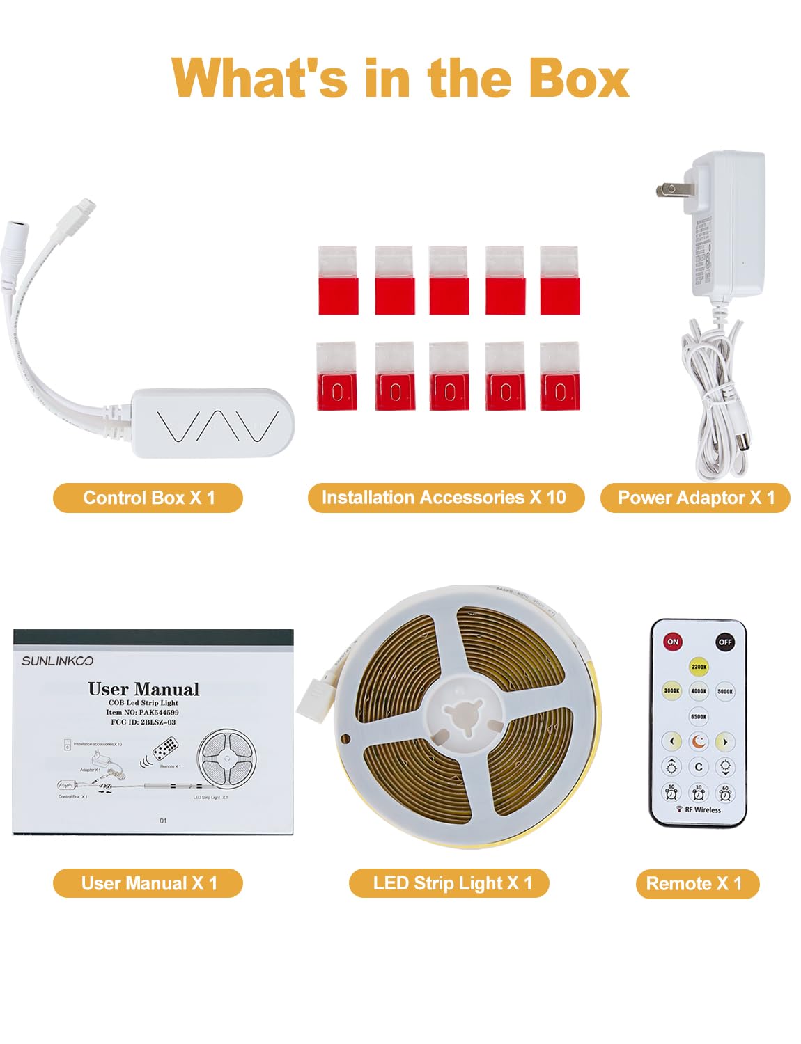 SUNLINKCO COB LED strip suits under cabinets, shelves, bedrooms, and more.