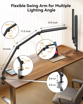 SUNLINKCO LED Desk Lamp with 7 rotating parts for full directional control