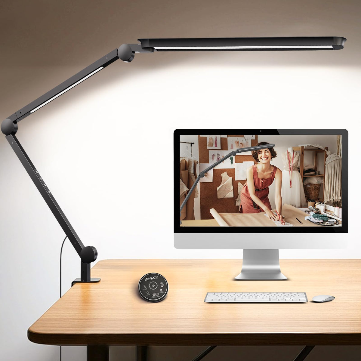 SUNLINKCO LED Desk Lamp with Clamp secures sturdy mounting on thick desks