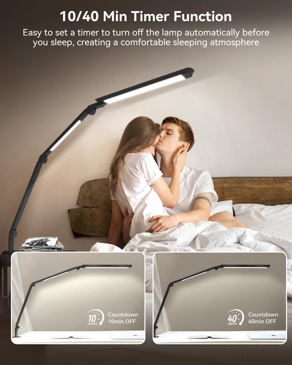 SUNLINKCO LED Desk Lamp color temperature adjusts from warm to cool white
