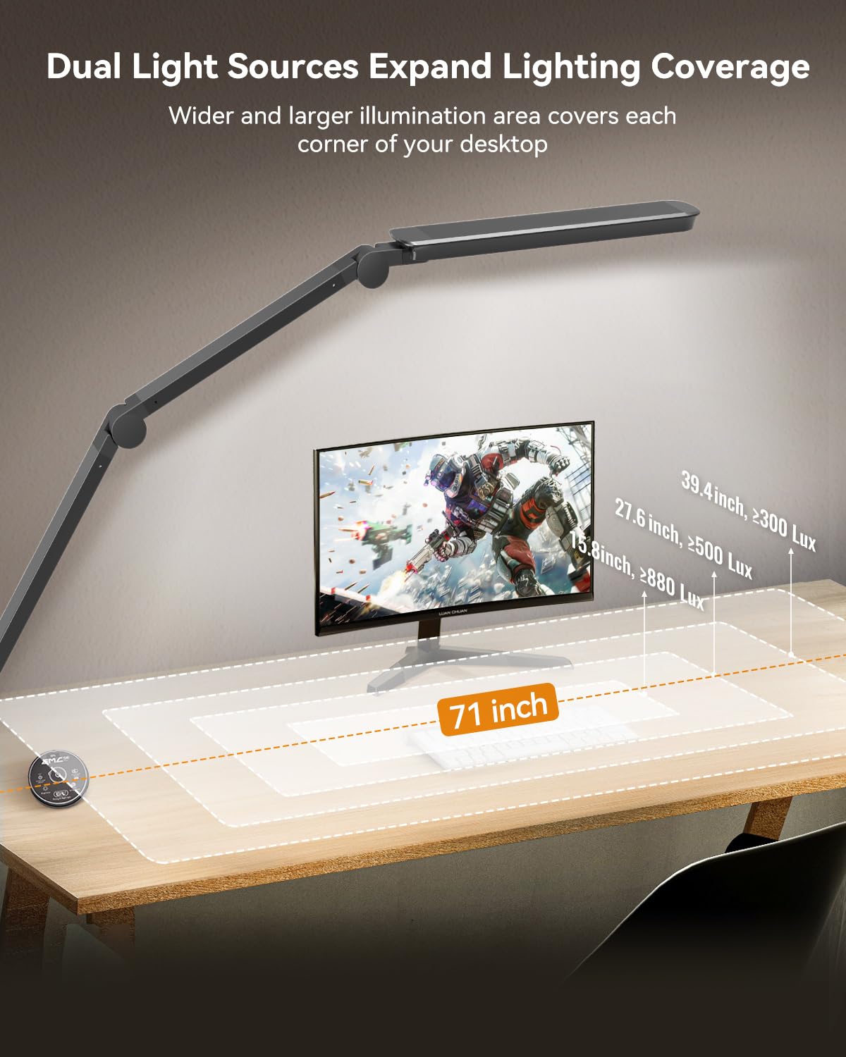 SUNLINKCO LED Desk Lamp remote control enables easy dimming and mode selection