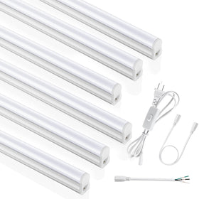 SUNLINKCO six-pack 4ft T5 LED fixture for bright garage and workshop lighting.