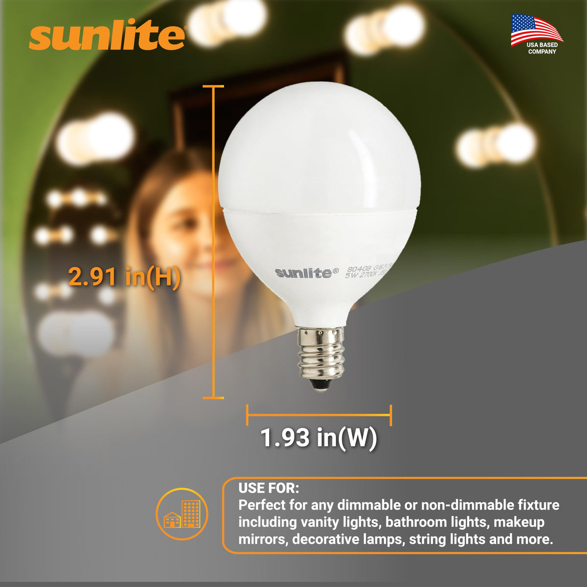 Sunlite G16.5 E12 base fits compact fixtures