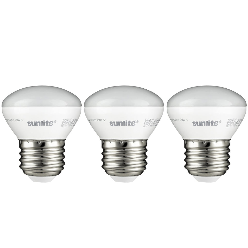 Sunlite R14 mini flood bulb illuminating a china cabinet with energy-saving warmth.