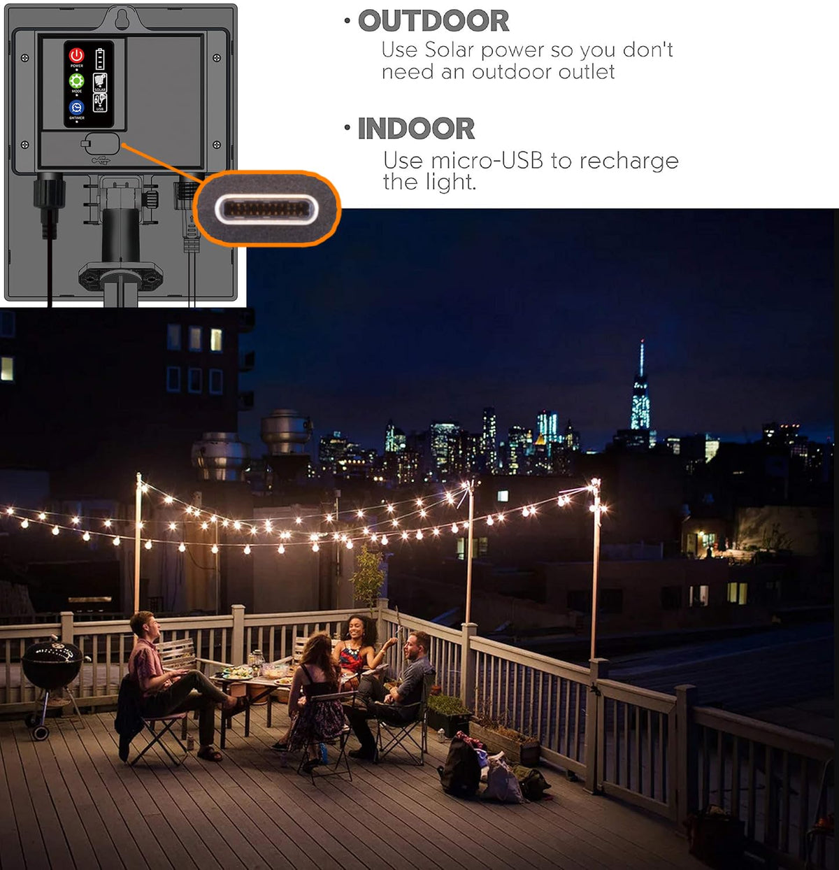 Sunlitec waterproof LED bulbs withstand rain for reliable year-round use.