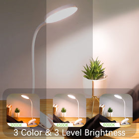 SUNLONG battery-operated clip lamp offers cordless convenience for desks and beds