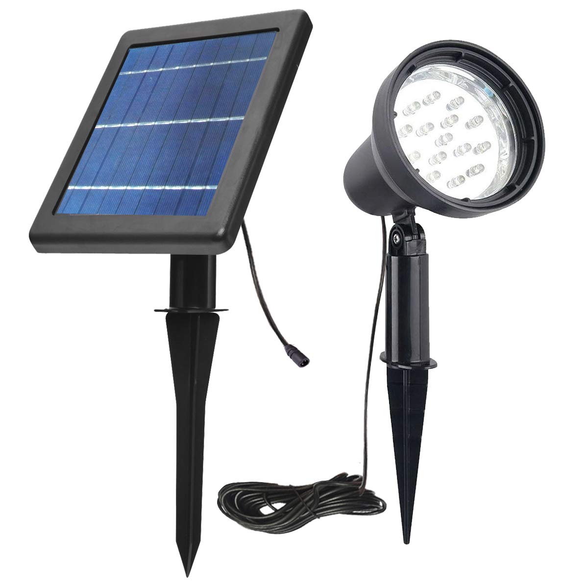 SUNLONG solar spotlight on wall provides bright outdoor illumination for entryways.