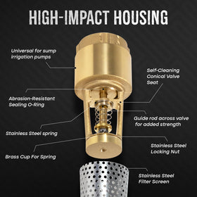 Sunluway foot valve with fasteners for secure installation