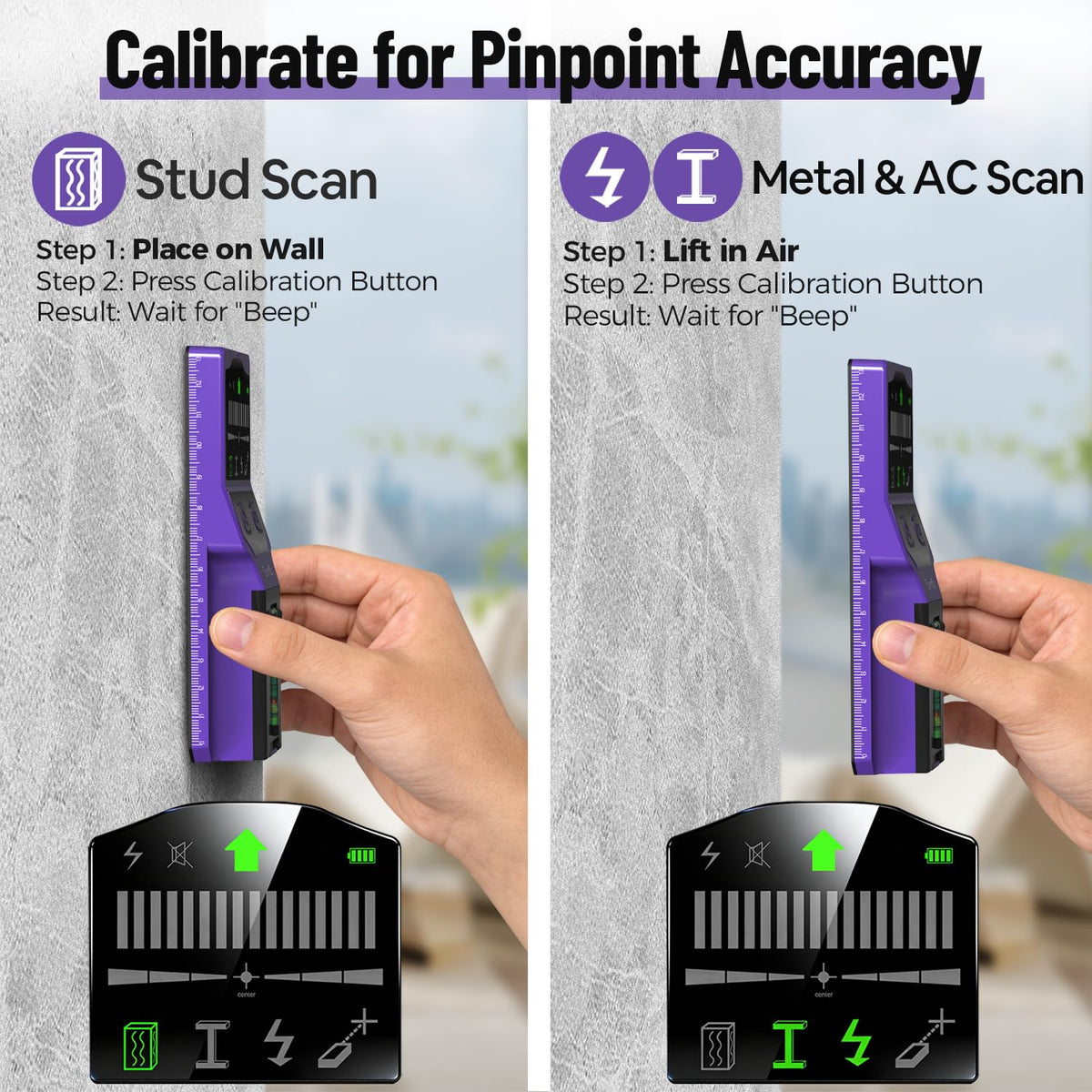 SUNMAY built-in ruler, surface magnet, and LCD display for quick measurements