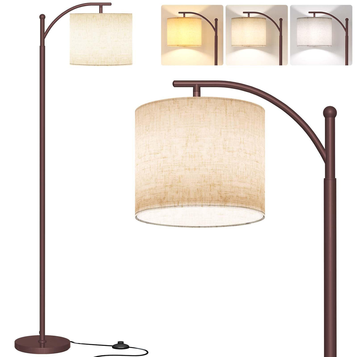 Sunmory Arc Floor Lamp with adjustable arc design illuminating a cozy living space