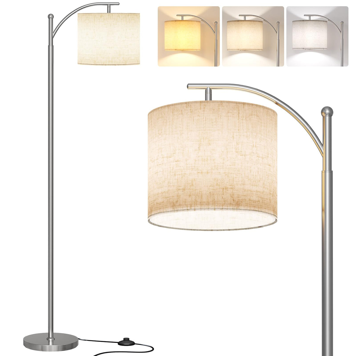 SUNMORY Arc Floor Lamp, arch design suitable for versatile living room lighting.