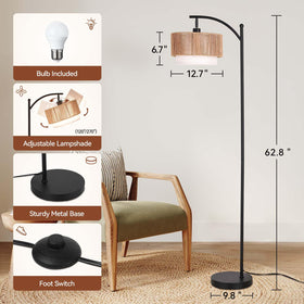 SUNMORY arc floor lamp offers 2700K 4000K and 6000K temps for mood control.