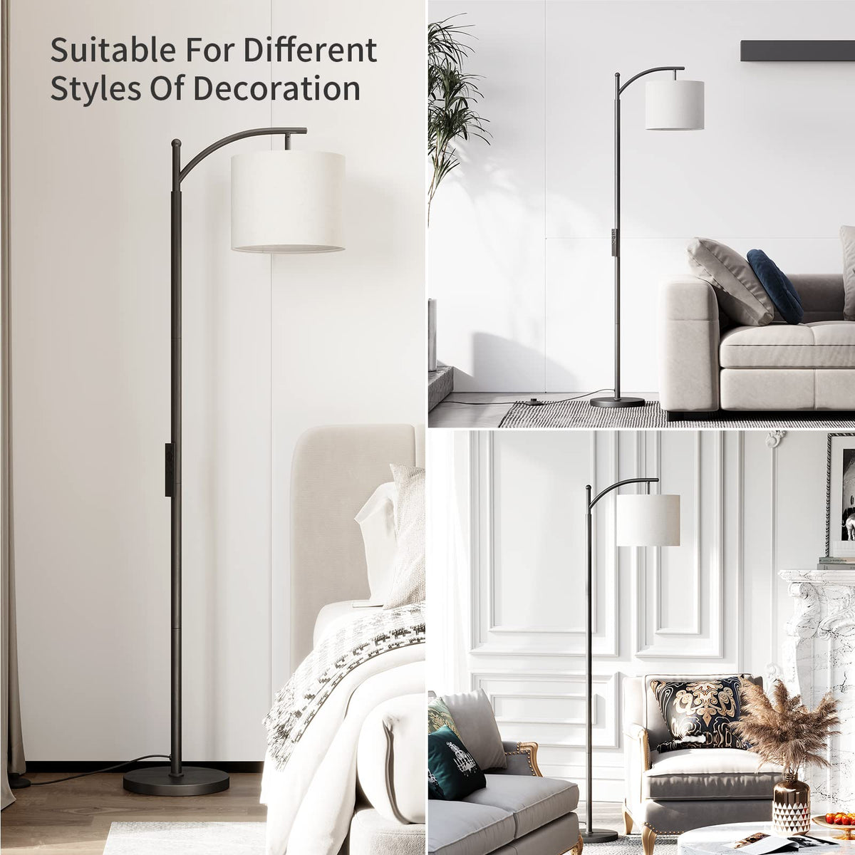SUNMORY Arc Floor Lamp heavy base prevents tipping in busy living rooms.