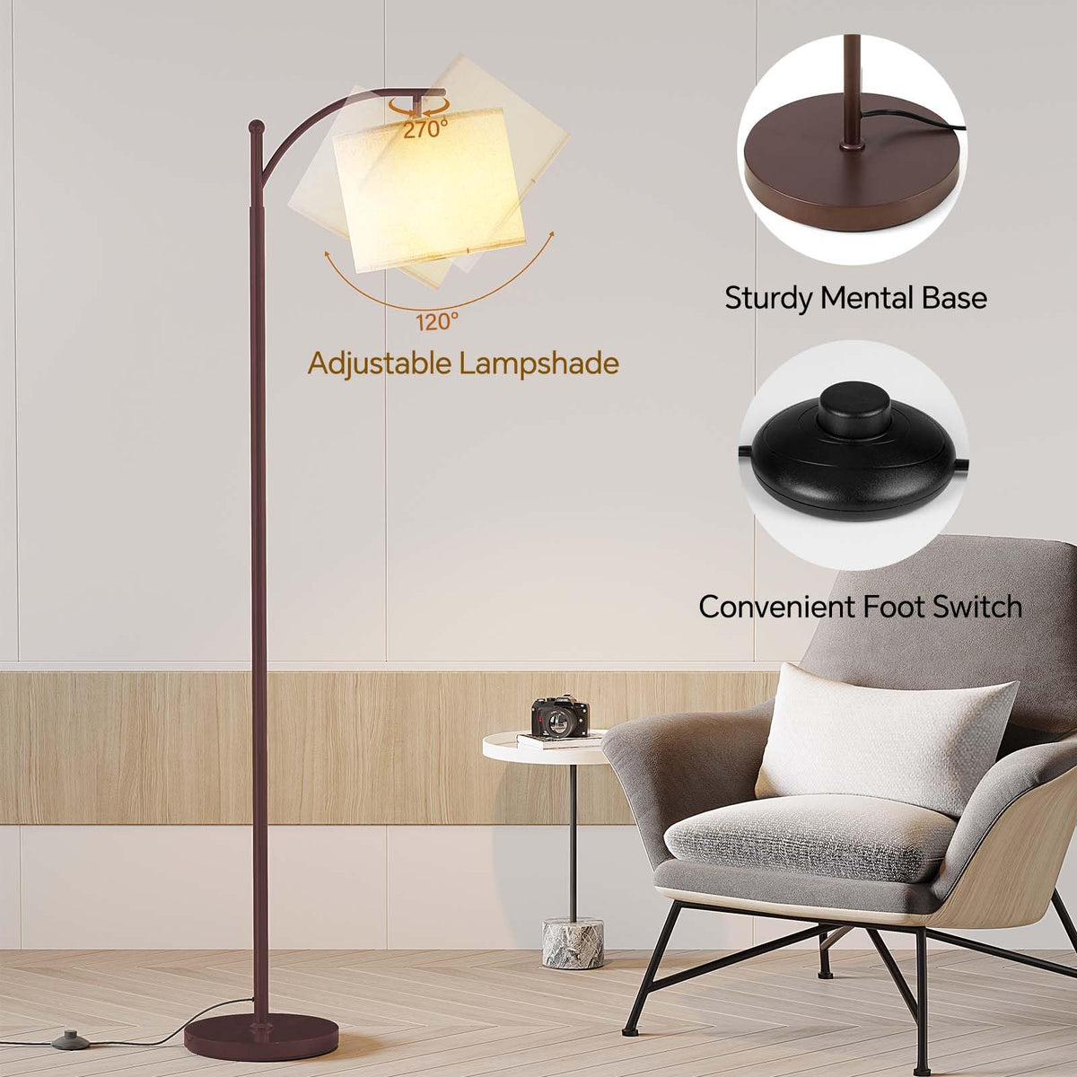 Sunmory Arc Floor Lamp sturdy weighted base for stability