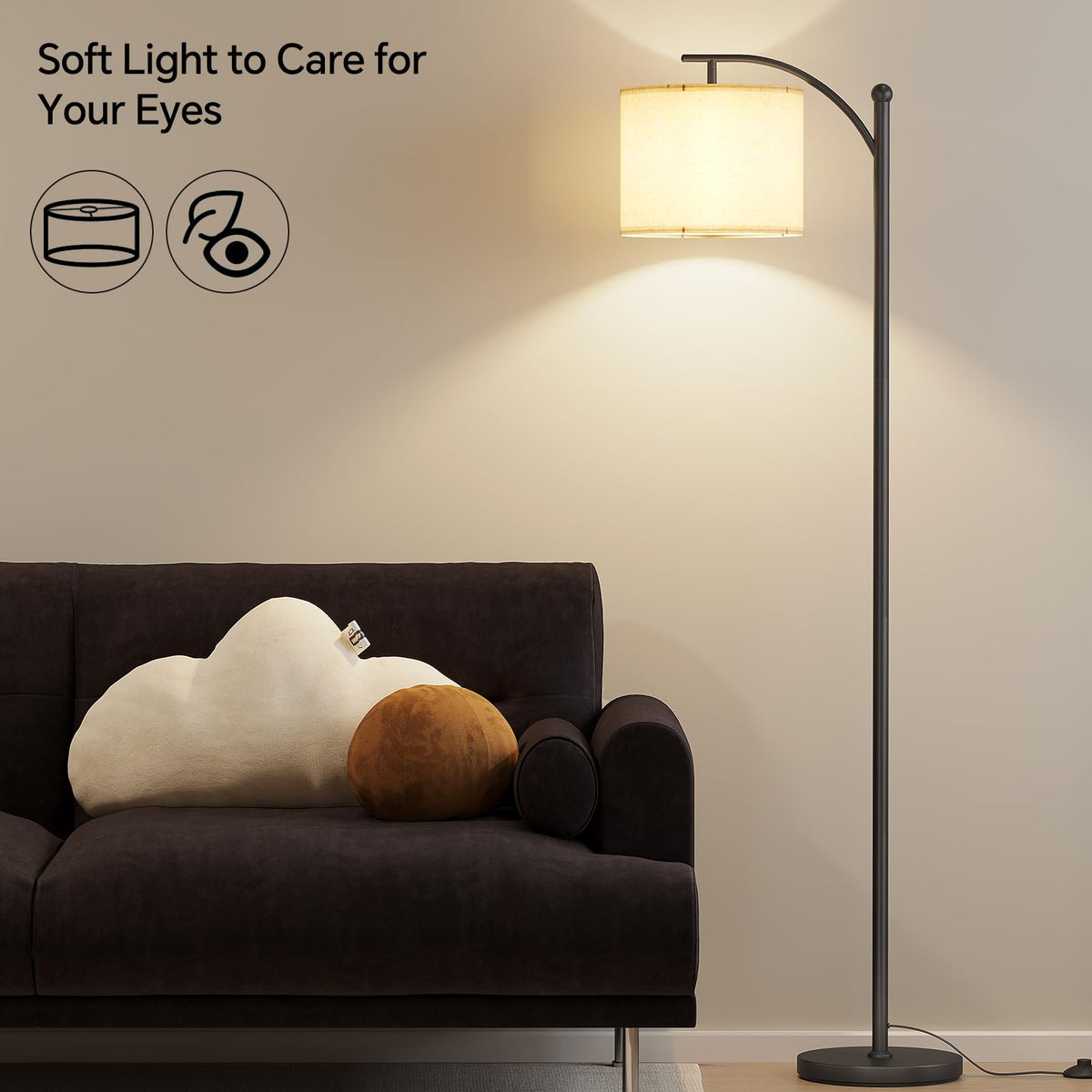 SUNMORY Arc Floor Lamp includes a 9W LED bulb for bright lighting.