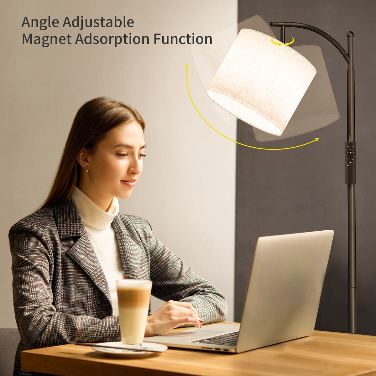 SUNMORY Arc Floor Lamp remote control keeps controls within reach for effortless adjustment.