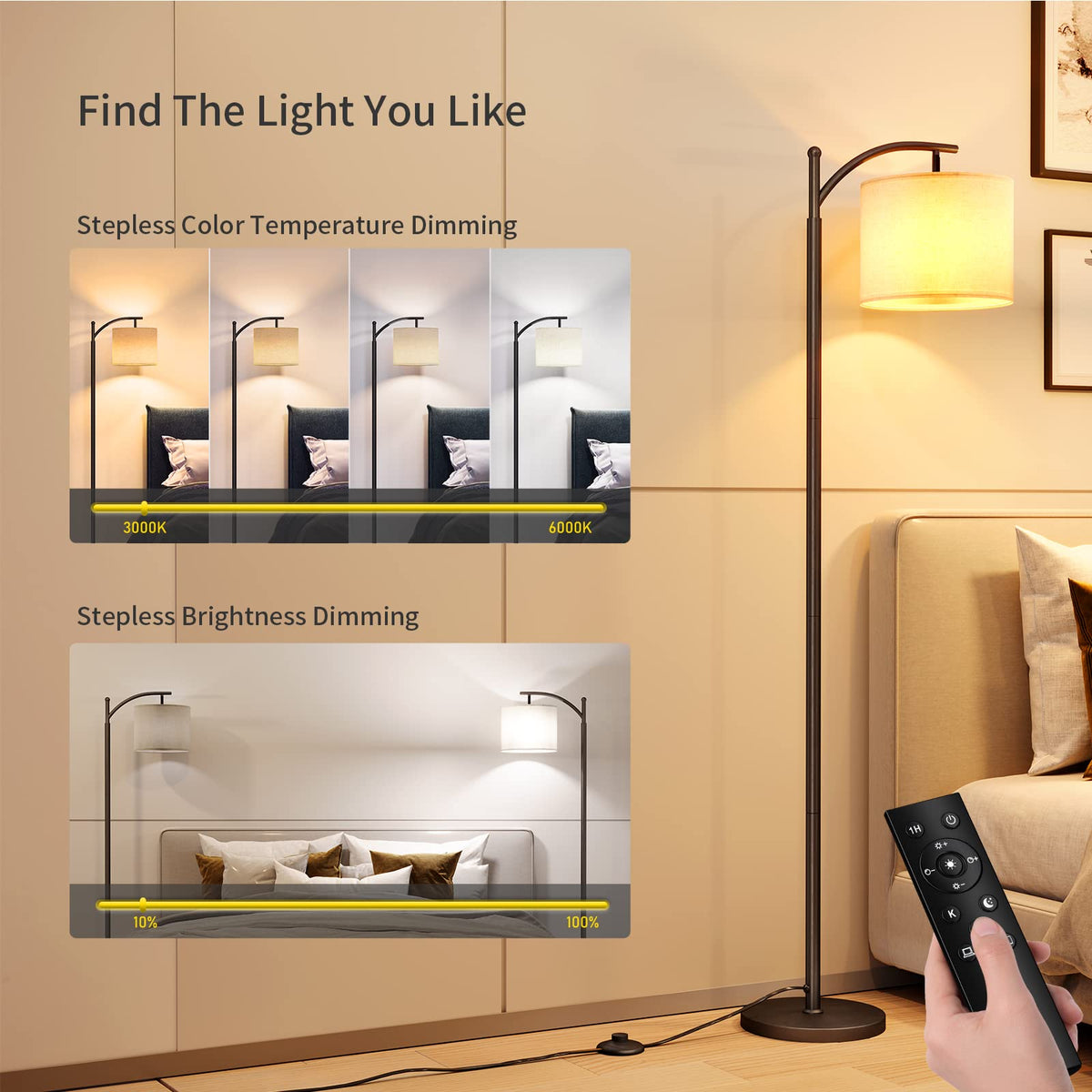 SUNMORY Arc Floor Lamp rotatable shade concentrates light where you need it.