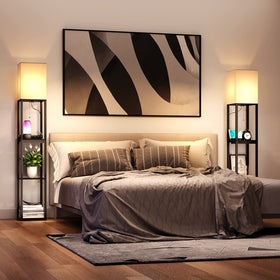 SUNMORY corner tall bookshelf lamp fits living room.