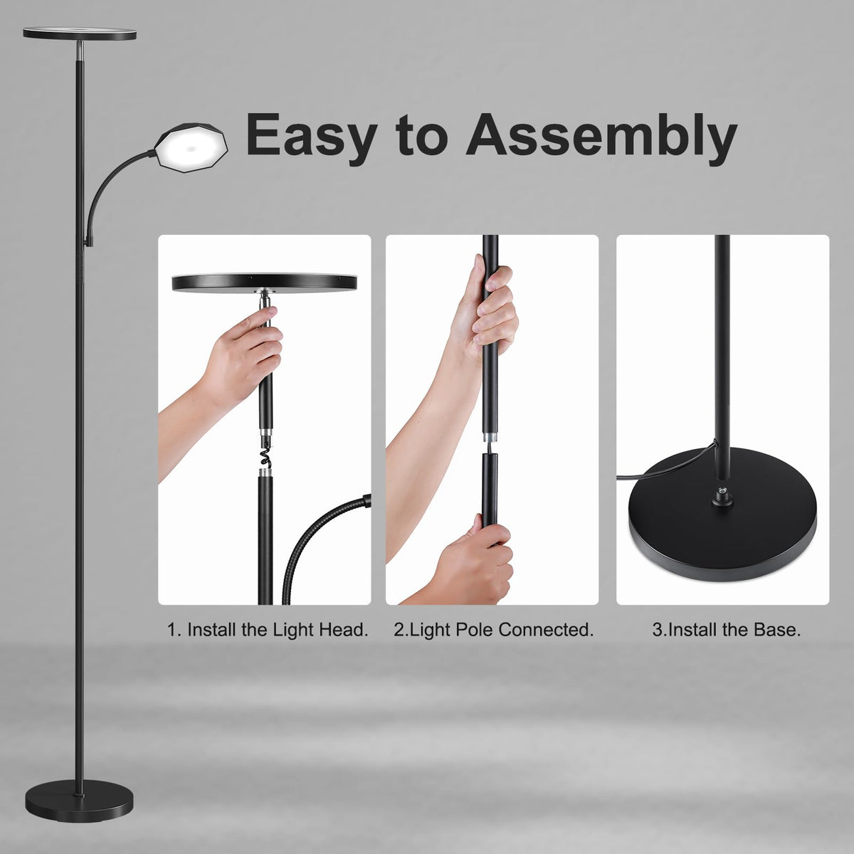SUNMORY floor lamp quick assembly in minutes.