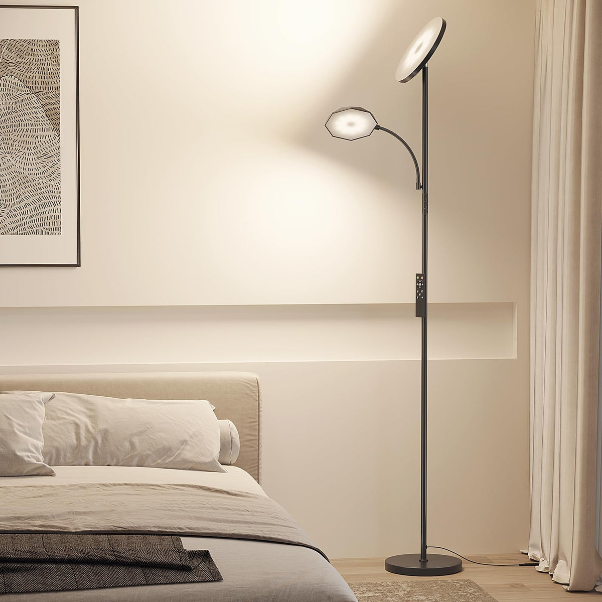 SUNMORY floor lamp heavy base ensures stable setup.