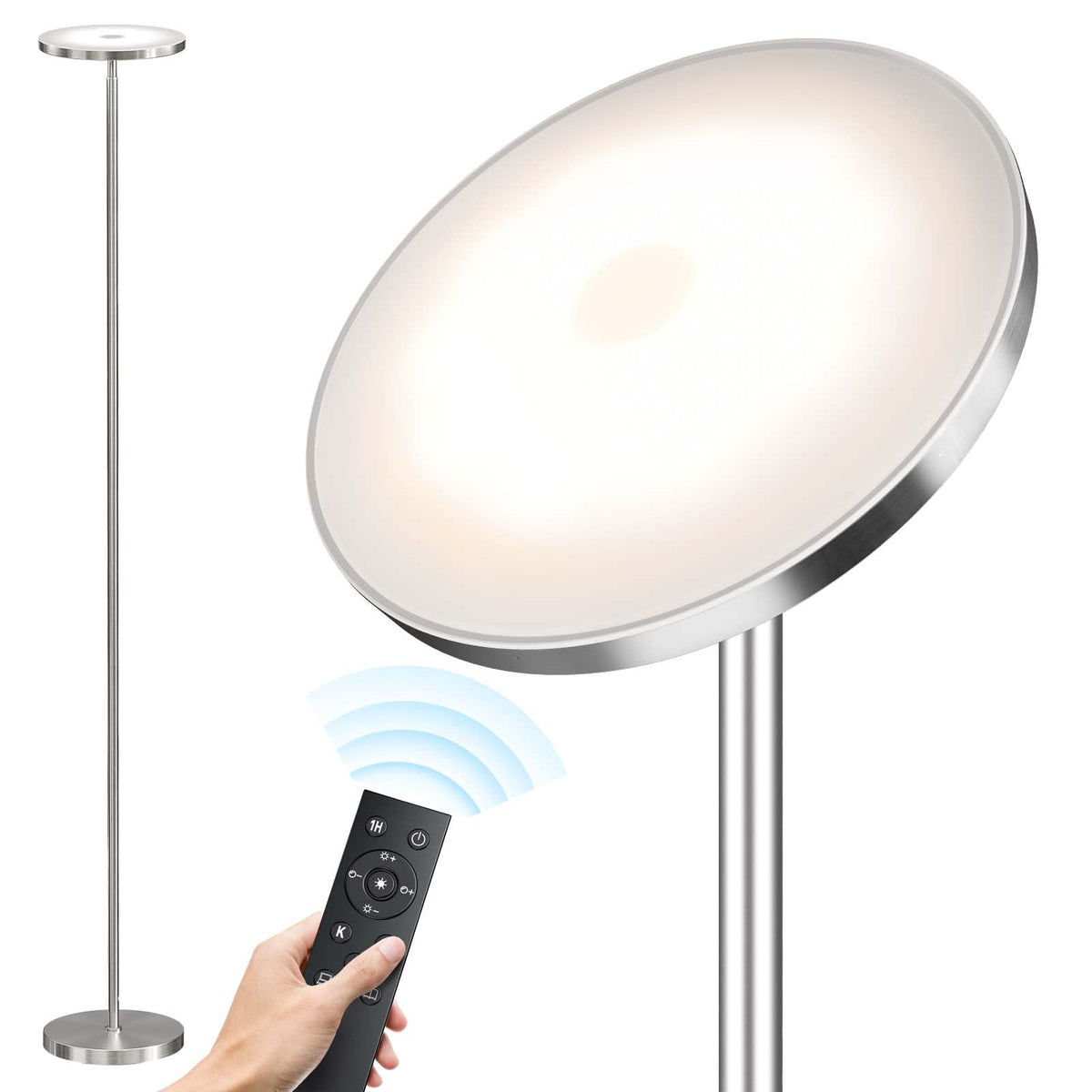 SUNMORY floor lamp with remote control for convenient light adjustments from across the room.
