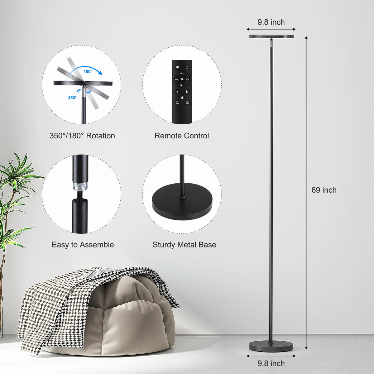 SUNMORY lamp head rotates 350 degrees to illuminate every corner