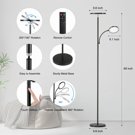 SUNMORY floor lamp stepless dimming and color temperature control.