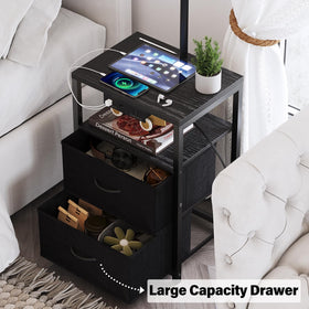 SUNMORY floor lamp USB port and outlet, showing convenient charging at night.