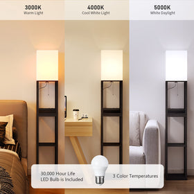 SUNMORY lamp showing USB ports for device charging.