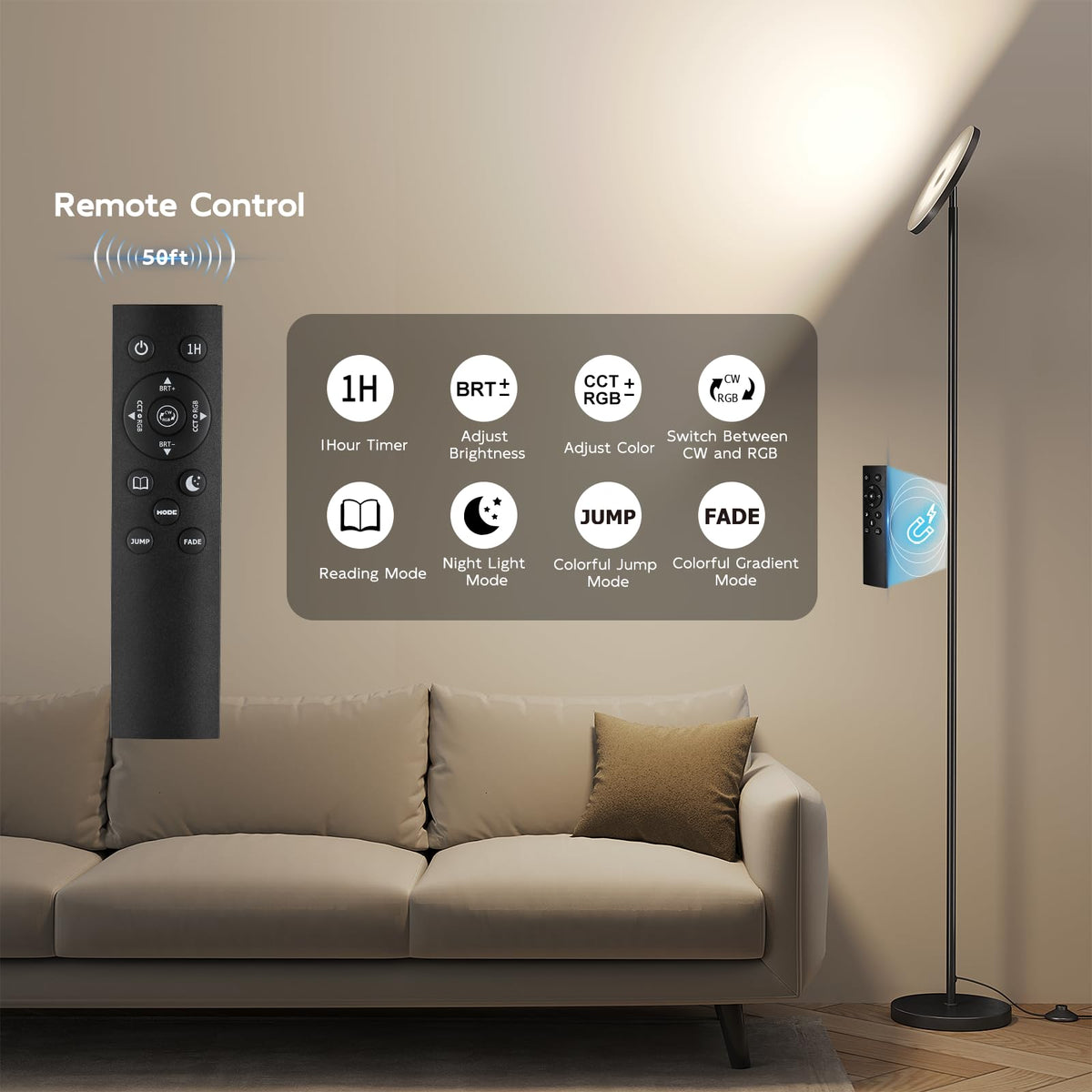 SUNMORY RGB color modes highlight moods for gaming or movie nights