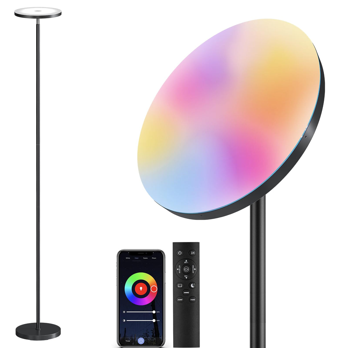 SUNMORY smart RGB floor lamp angle view showing adjustable head for versatile lighting