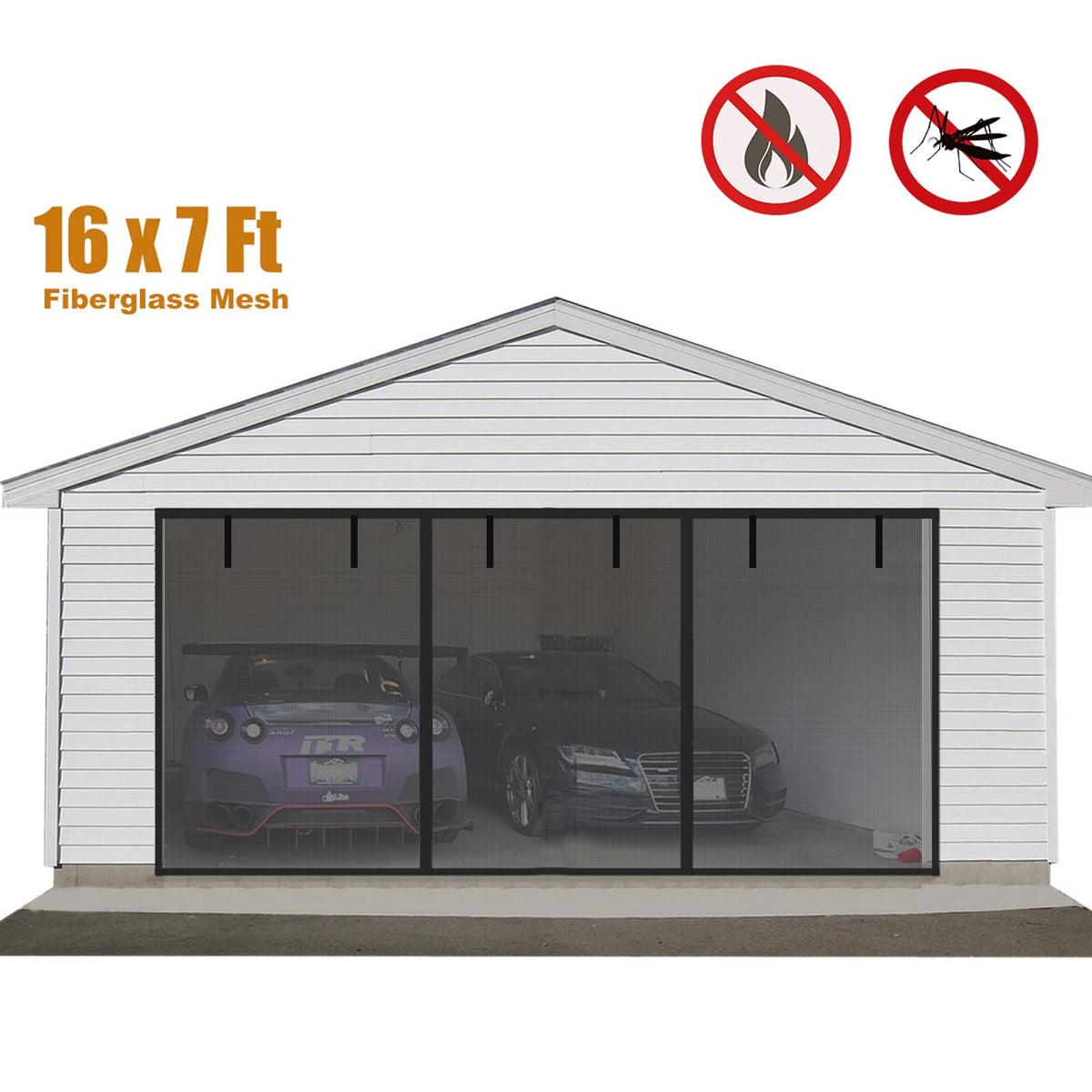 Sunmoxia 16x7ft fit-door-size tip visual demonstrates accurate sizing guidance